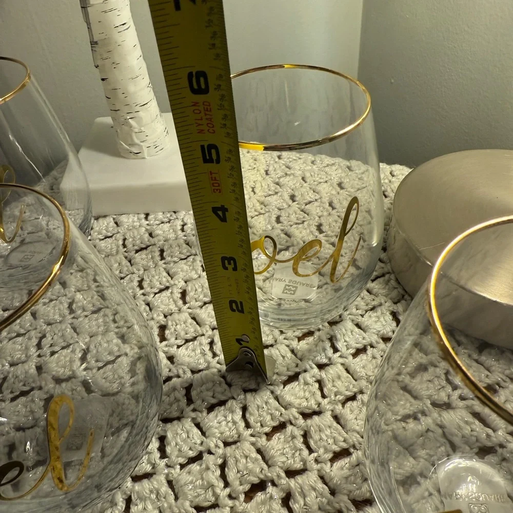 Set of 4 Gold Noel Glass by Mary Square